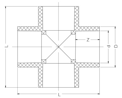 UPVC 四通 DN15-200-恒行3