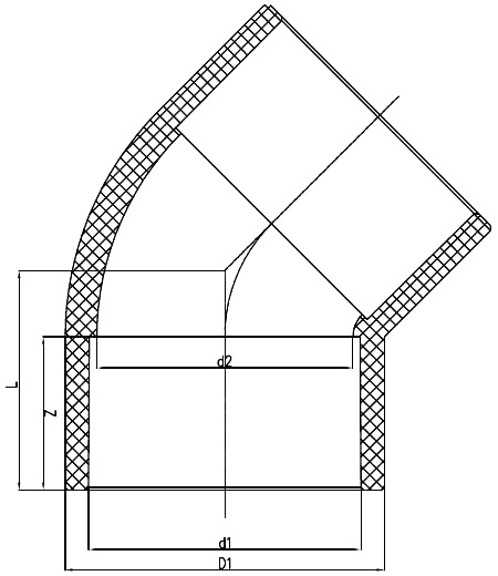 PVDF 45° 弯头 DN15-600-恒行3